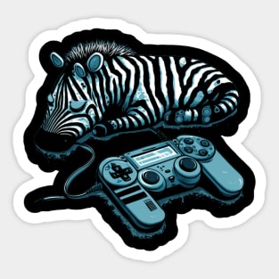 Sleeping by Day Gaming by Night - Zebra gamer Sticker